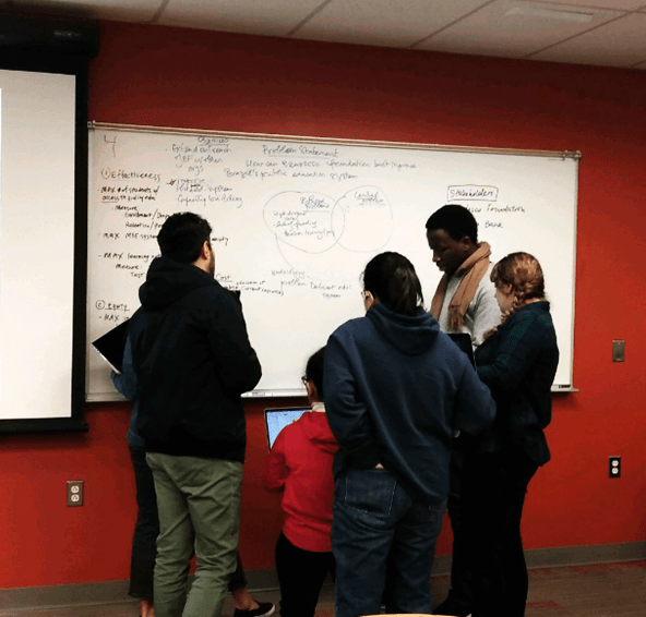 Cherry and her group working on a case study